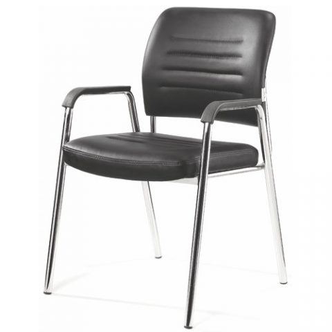 New Style Chrome Frame Pu Pvc Staff Office Visitor Chair Reception Chairs Without Wheels Cheap Office Chairs