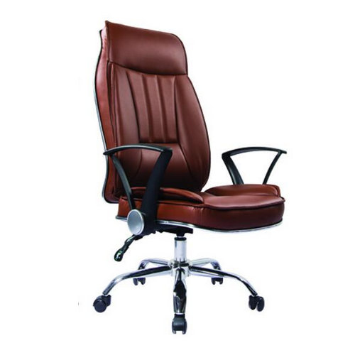 Revolving Ergonomic Office Chair, Brown Leather Ergonomic Office Chair